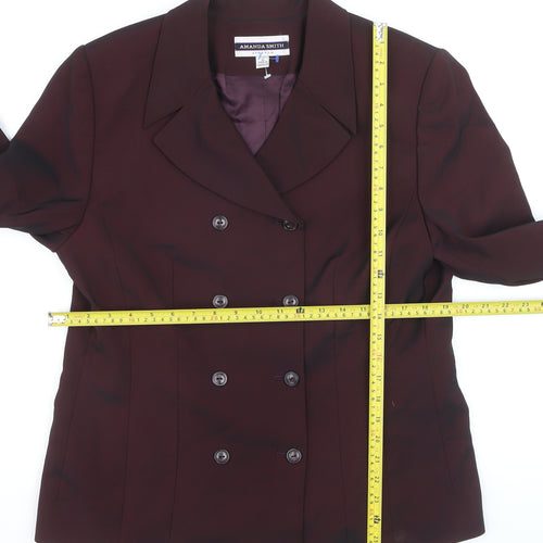 Amanda Smith Womens Purple Size 14 Double-Breasted Stretch Suit Jacket