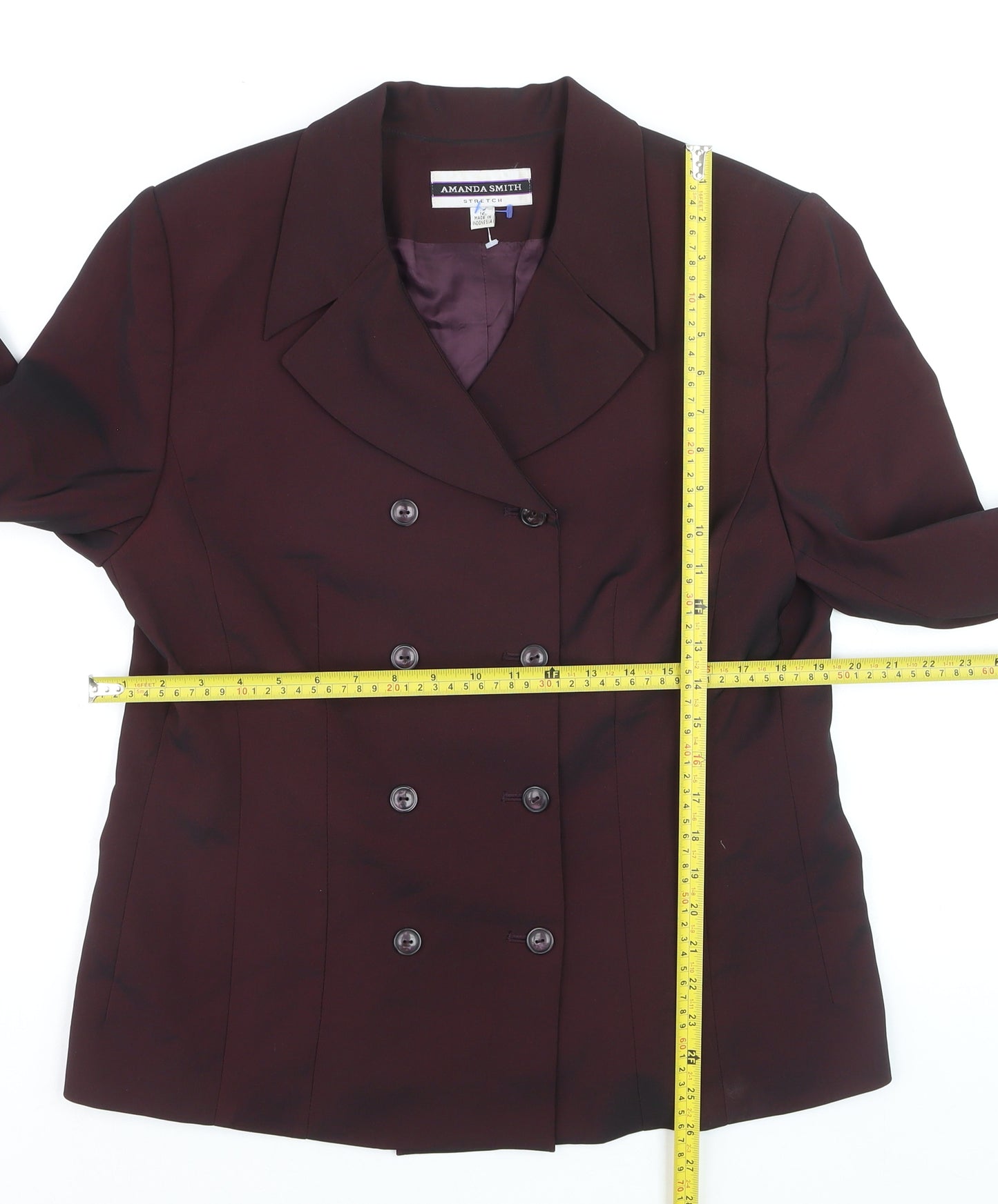 Amanda Smith Womens Purple Size 14 Double-Breasted Stretch Suit Jacket