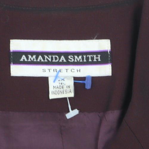Amanda Smith Womens Purple Size 14 Double-Breasted Stretch Suit Jacket