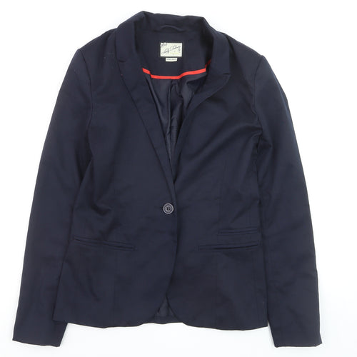 Pull & Bear Women's Navy Blue Slim Fit Blazer Size 10 Single Breasted