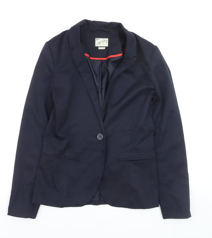 Pull & Bear Women's Navy Blue Slim Fit Blazer Size 10 Single Breasted