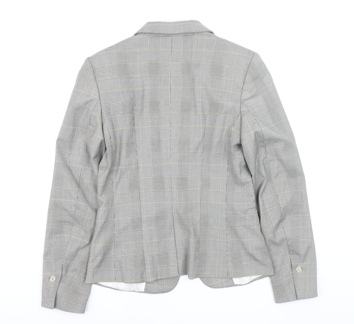 H&M Women Grey Check Blazer UK 8 Tailored Single-Breasted Jacket