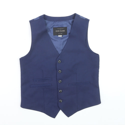 River Island Boys Blue Waistcoat 11 Years Formal Suit Waistcoat Lined