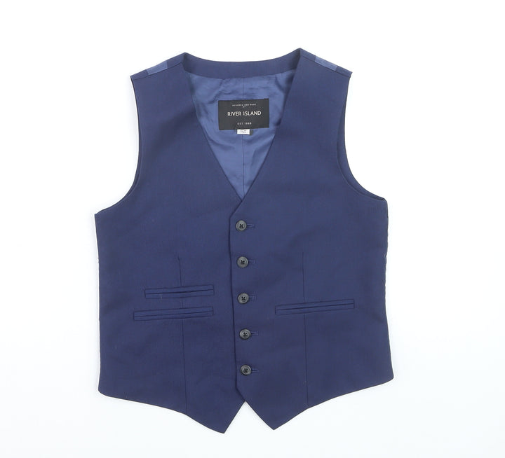 River Island Boys Blue Waistcoat 11 Years Formal Suit Waistcoat Lined