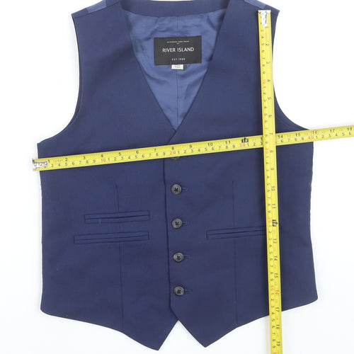 River Island Boys Blue Waistcoat 11 Years Formal Suit Waistcoat Lined