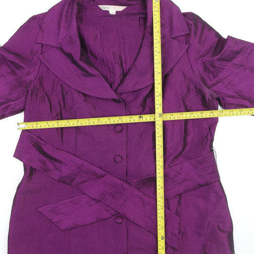 Cleo Women’s Purple Belted Suit Jacket L Satin Look Formal Wear