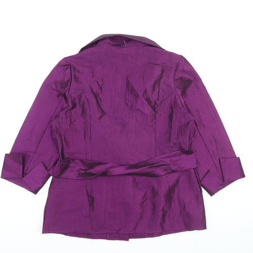 Cleo Women’s Purple Belted Suit Jacket L Satin Look Formal Wear