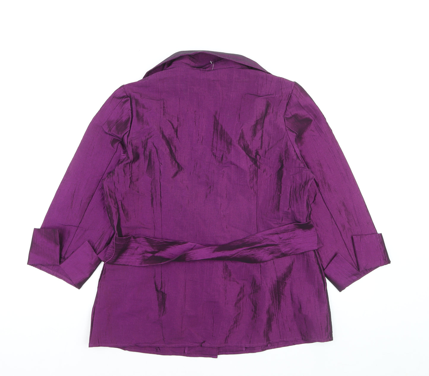Cleo Women’s Purple Belted Suit Jacket L Satin Look Formal Wear