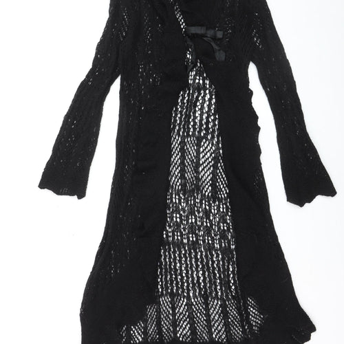 Laura Ashley Women’s Black Open Knit Long Cardigan M