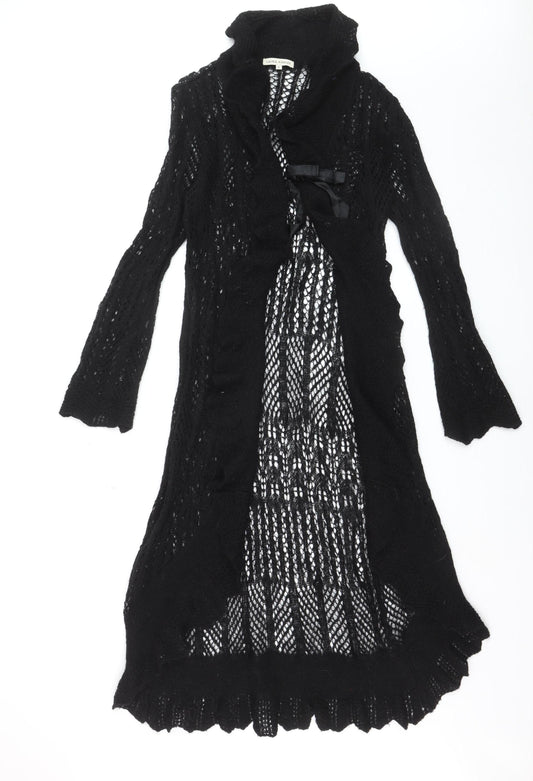 Laura Ashley Women’s Black Open Knit Long Cardigan M