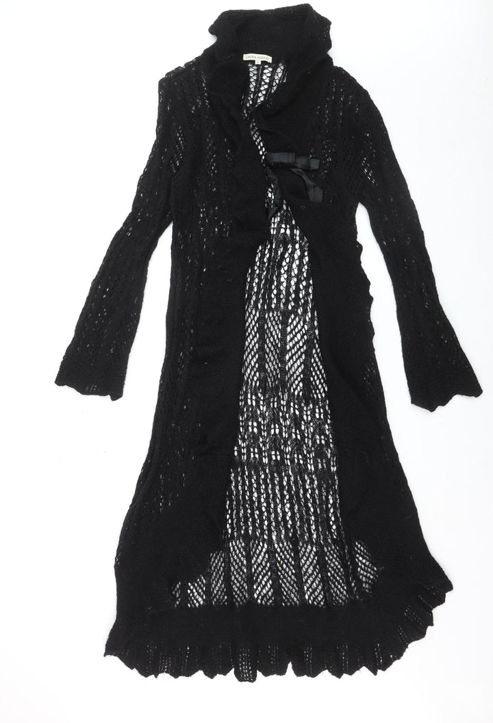 Laura Ashley Women’s Black Open Knit Long Cardigan M