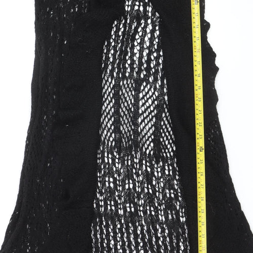 Laura Ashley Women’s Black Open Knit Long Cardigan M