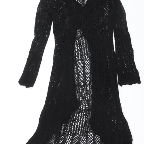Laura Ashley Women’s Black Open Knit Long Cardigan M