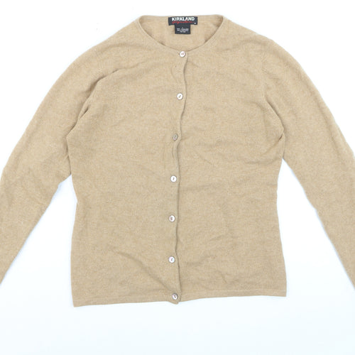 Kirkland Signature Women Beige 100% Cashmere Cardigan L