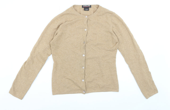 Kirkland Signature Women Beige 100% Cashmere Cardigan L