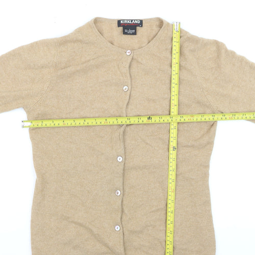 Kirkland Signature Women Beige 100% Cashmere Cardigan L