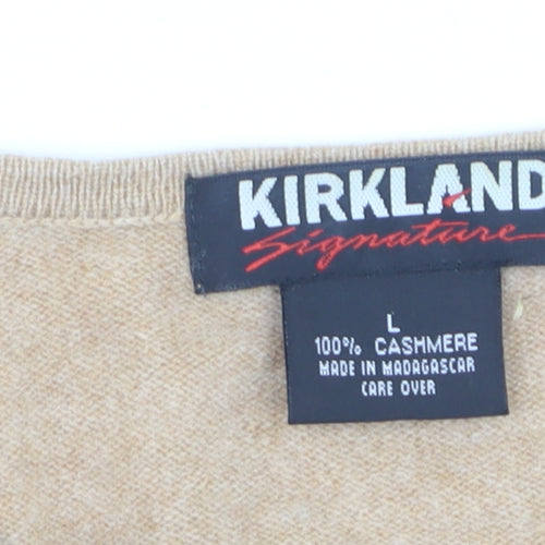 Kirkland Signature Women Beige 100% Cashmere Cardigan L
