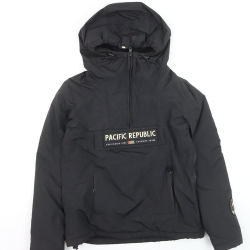 Pull&Bear Men’s Black Hooded Windbreaker Jacket Size S