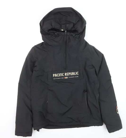 Pull&Bear Men’s Black Hooded Windbreaker Jacket Size S