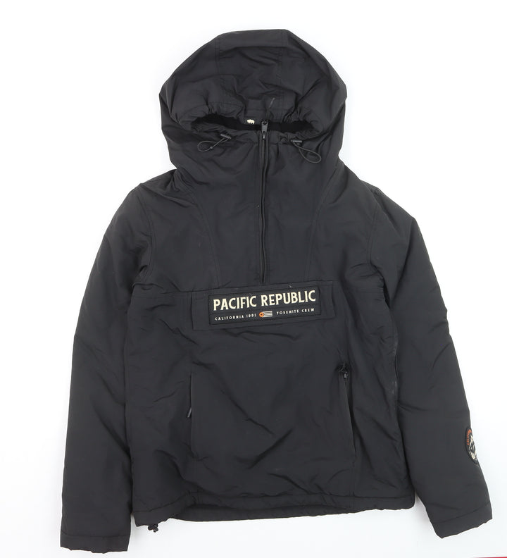 Pull&Bear Men’s Black Hooded Windbreaker Jacket Size S