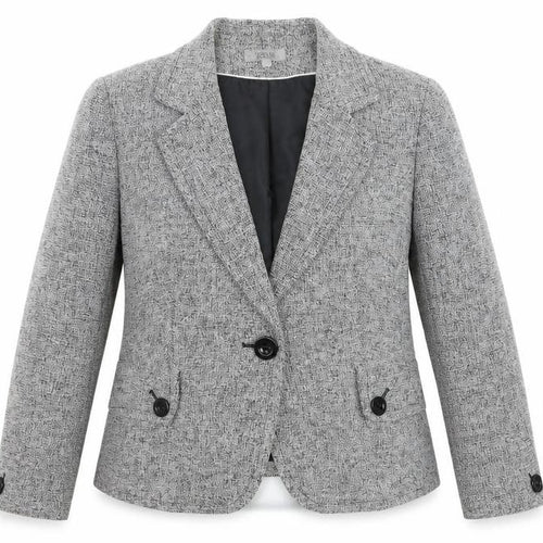 Marks and Spencer Women Grey Tweed Blazer Jacket Size 10 Classic Fit
