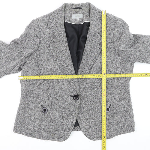 Marks and Spencer Women Grey Tweed Blazer Jacket Size 10 Classic Fit