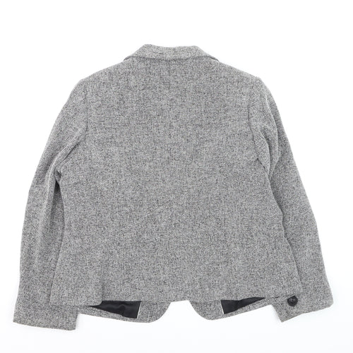 Marks and Spencer Women Grey Tweed Blazer Jacket Size 10 Classic Fit