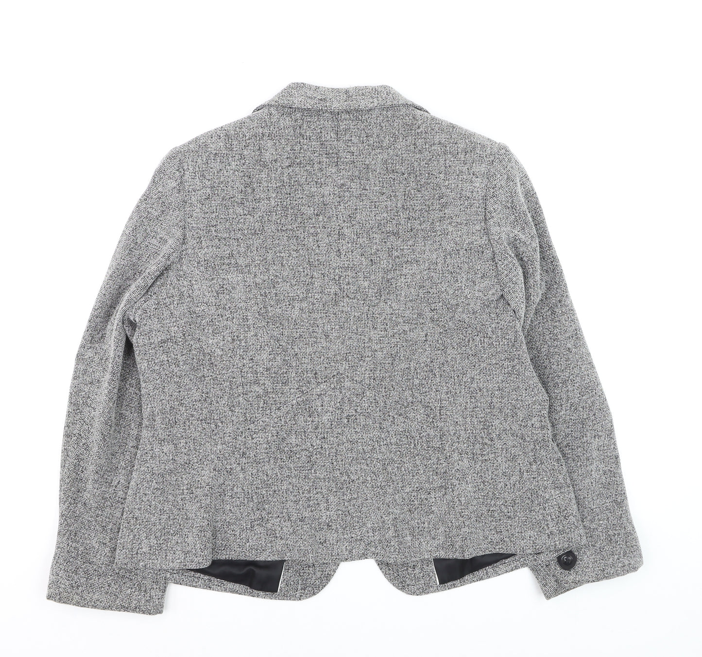 Marks and Spencer Women Grey Tweed Blazer Jacket Size 10 Classic Fit