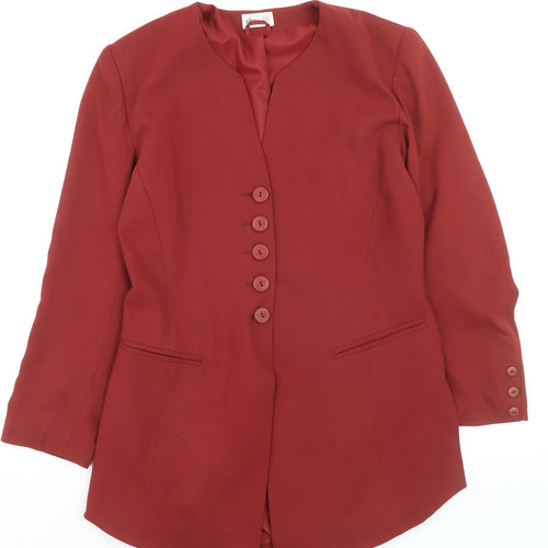 BHS Womens Red Size 12 Long Sleeve Tailored Blazer