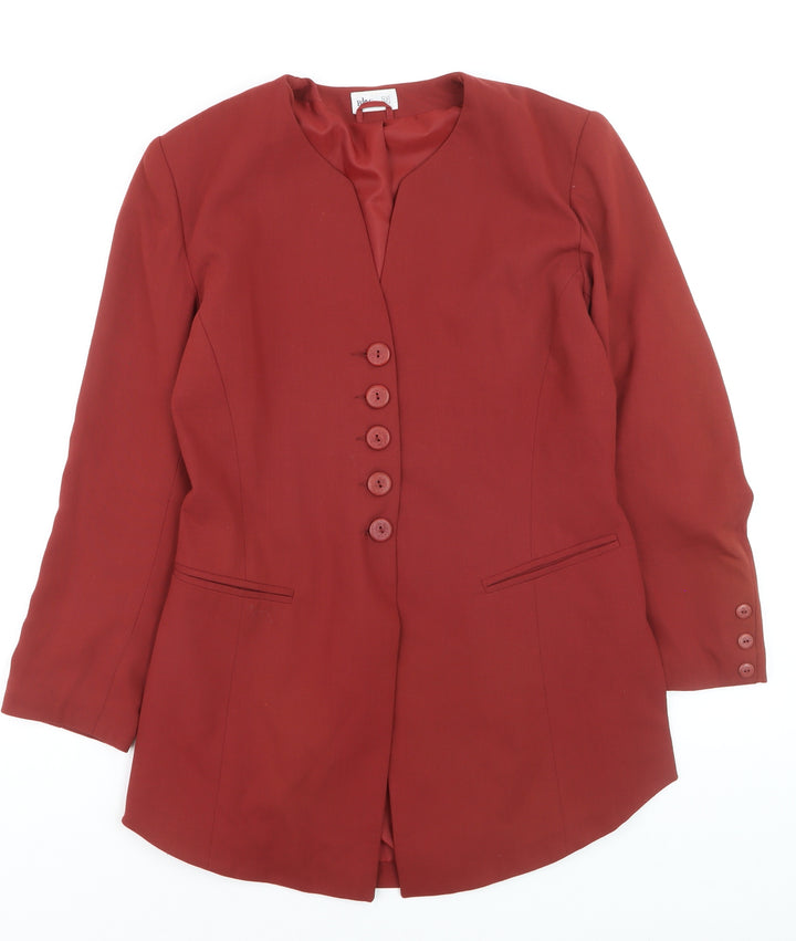 BHS Womens Red Size 12 Long Sleeve Tailored Blazer