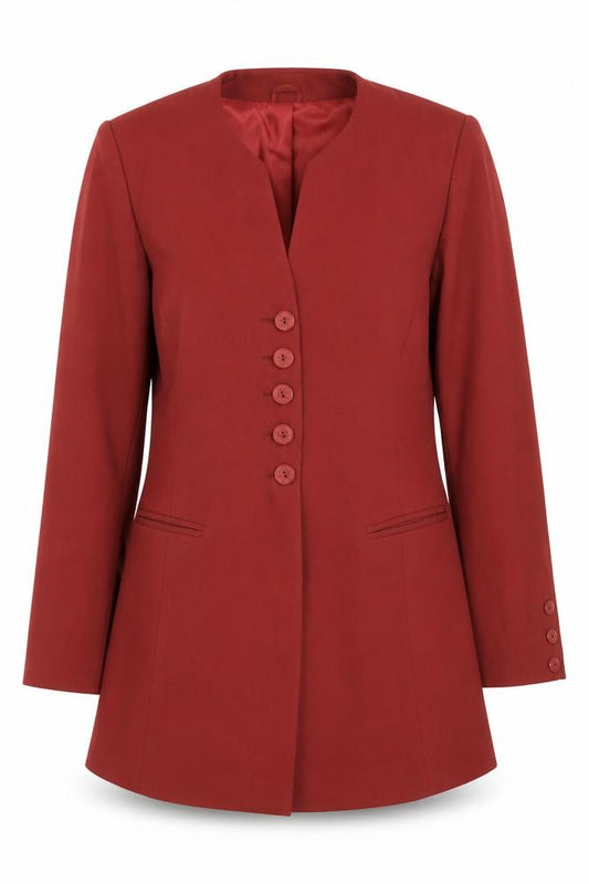 Front view of BHS women’s red, size UK 12, long sleeve tailored blazer