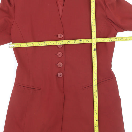 BHS Womens Red Size 12 Long Sleeve Tailored Blazer