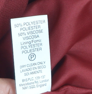 BHS Womens Red Size 12 Long Sleeve Tailored Blazer