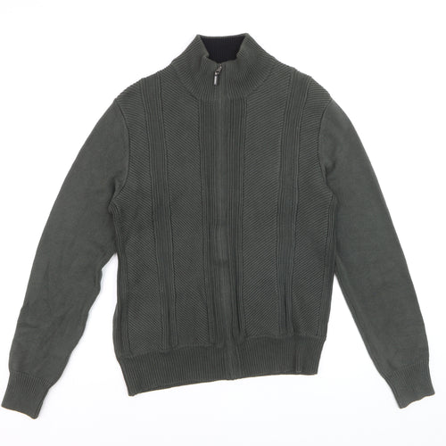 Calvin Klein Men's Green Full Zip Knit Jumper Size M