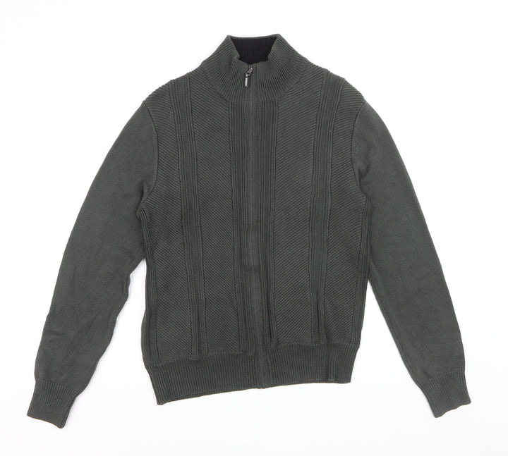 Calvin Klein Men's Green Full Zip Knit Jumper Size M
