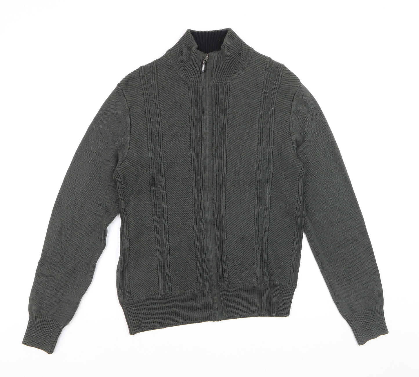 Calvin Klein Men's Green Full Zip Knit Jumper Size M