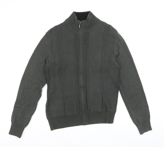 Calvin Klein Men's Green Full Zip Knit Jumper Size M