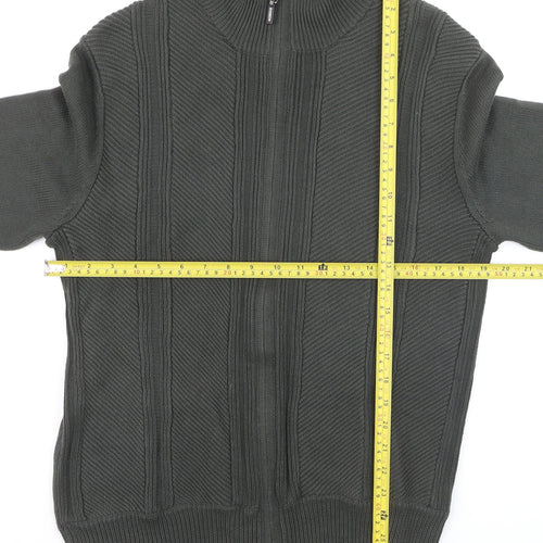 Calvin Klein Men's Green Full Zip Knit Jumper Size M