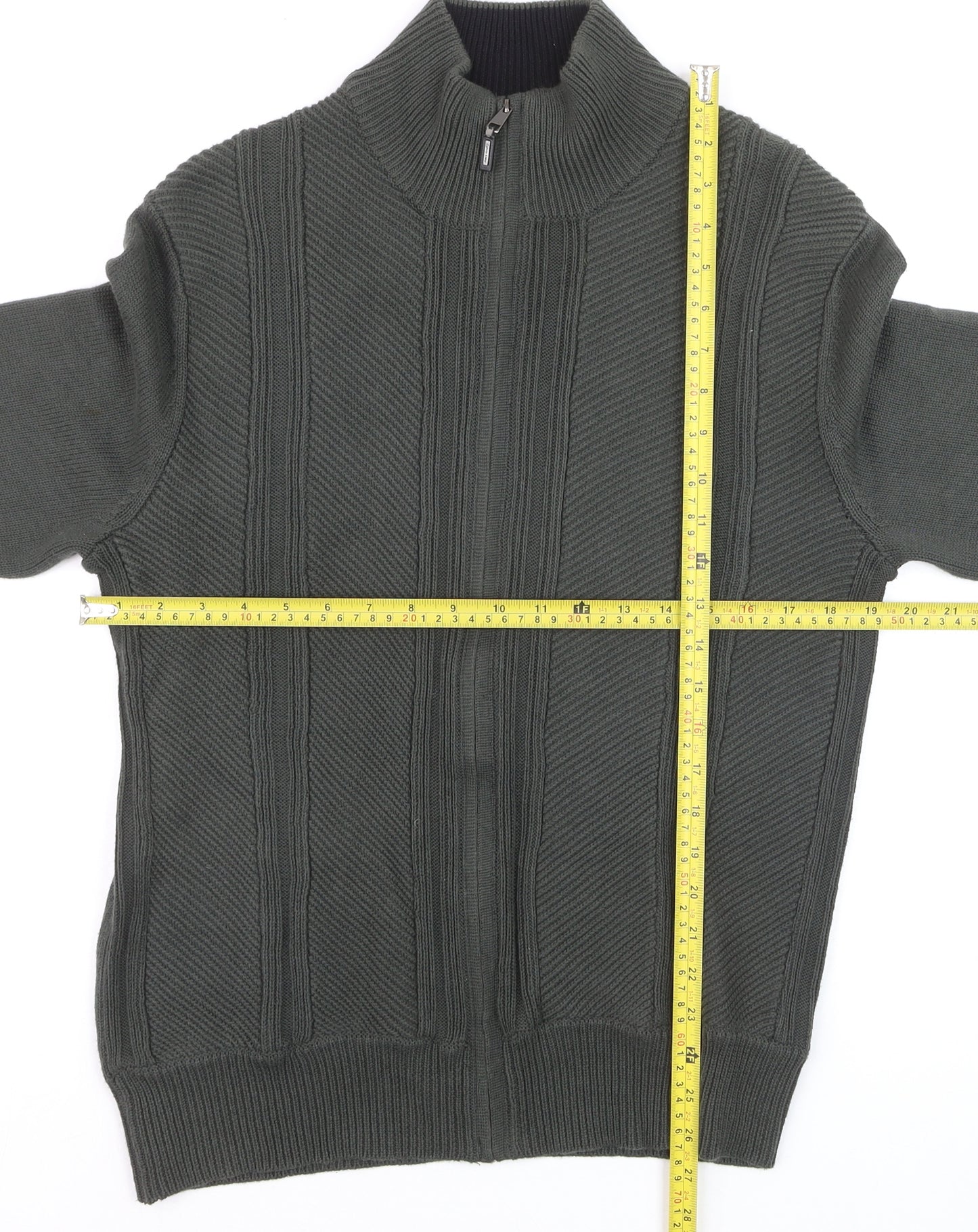 Calvin Klein Men's Green Full Zip Knit Jumper Size M