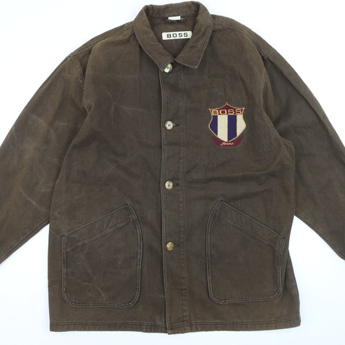 BOSS Mens Brown Cotton Twill Jacket L Classic Embroidered Logo