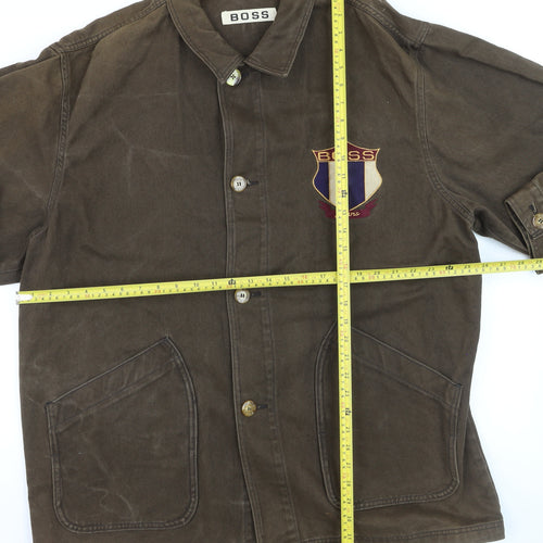 BOSS Mens Brown Cotton Twill Jacket L Classic Embroidered Logo