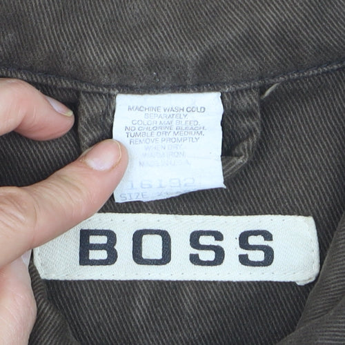 BOSS Mens Brown Cotton Twill Jacket L Classic Embroidered Logo