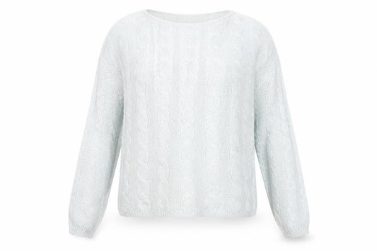 Front view of Jones New York women’s ivory cable-knit wool blend jumper s