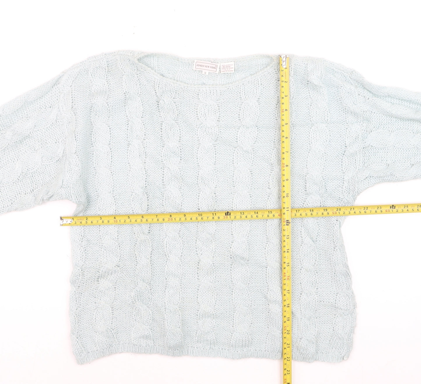 Jones New York Womens Ivory Cable-Knit Wool Blend Jumper S