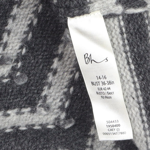 BHS Women’s Grey Roll Neck Wool Pullover Jumper Size 14-16