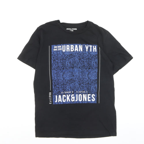 Jack & Jones Boys Black Graphic Print Urban Logo T-Shirt 10-11 Years Regular Fit