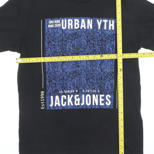 Jack & Jones Boys Black Graphic Print Urban Logo T-Shirt 10-11 Years Regular Fit