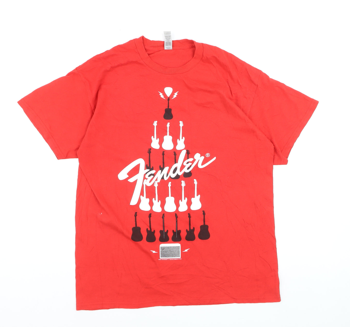 Fender Men's Red Graphic Music Band Cotton T-Shirt Size L