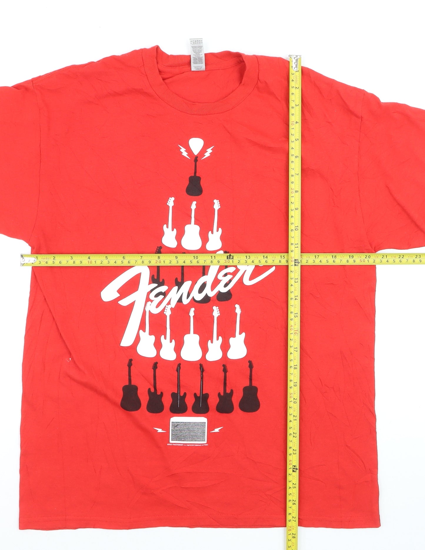 Fender Men's Red Graphic Music Band Cotton T-Shirt Size L