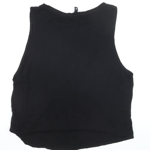 Bershka Womens Black Guns N' Roses Cropped Tank Top Size 12